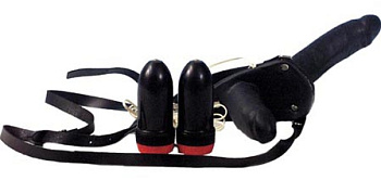 Черный страпон с вибрацией