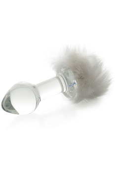 Втулка анальная с хвостиком, 9,5 см из стекла