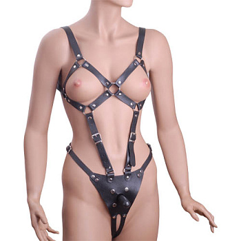 Кожаная сбруя черного цвета