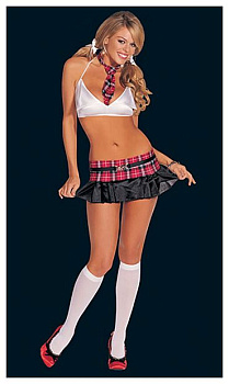 Костюм Школьница (топ, юбка, галстук) M