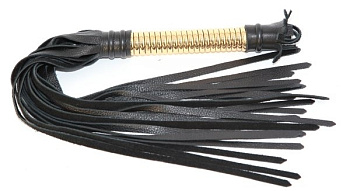 Плеть из натуральной кожи с золотой рукояткой