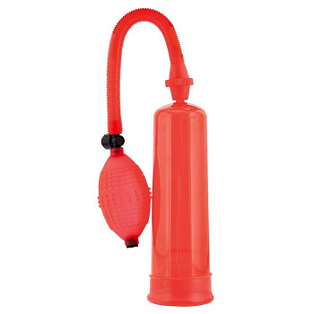 Помпа 20 см, красная (в комплекте набор эрекционных колец, лубрикант)