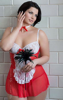 1730310/591/5 / XXXL красн Игровая сорочка Fifi прозрачная с ленточками на шее и руке