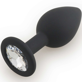 Анальная втулка силикон черн. кристалл прозрачный. 2,8 см
