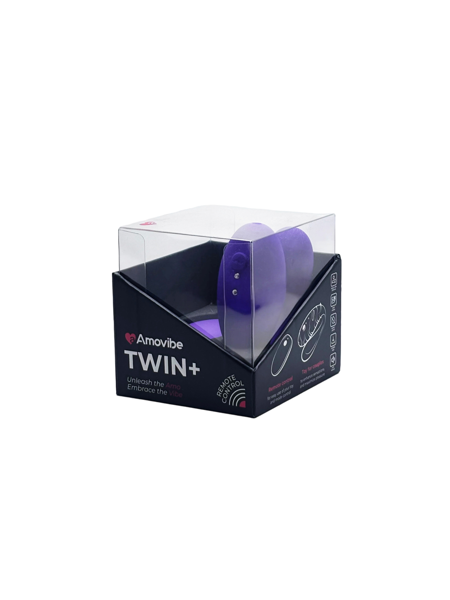 Вибромассажер для пар TWIN+ Purple с пультом, приложением