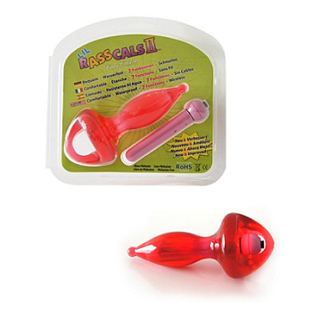 Красная анальная пробка с вибрацией