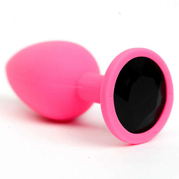 Анальная втулка силикон розовый/черный 2,8 см