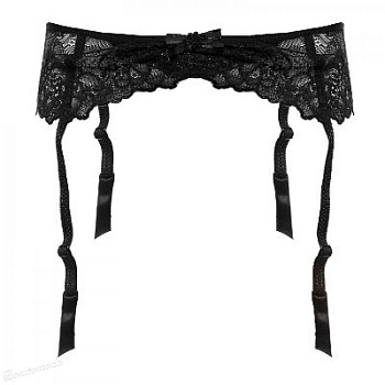 Шикарный кружевной пояс для чулок черного цвета