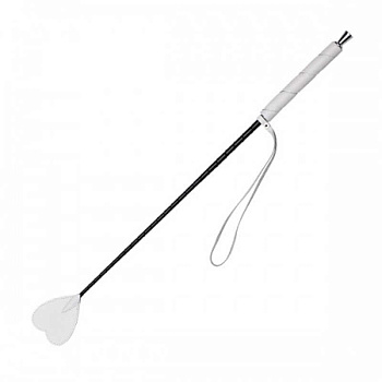 Белый стек из кожи с наконечником-сердечком - 70 см.