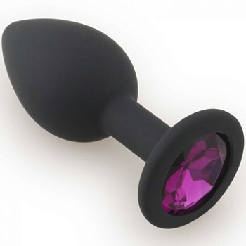 Анальная втулка силикон черный/фиолетовый 2,8 см