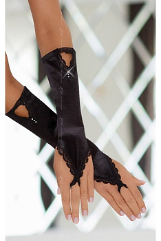 Перчатки атласные черные-S/L