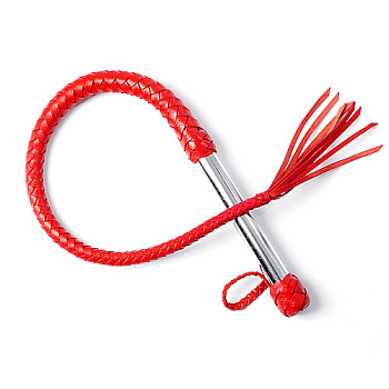 Плеть однохвостая с хромированной ручкой, красная