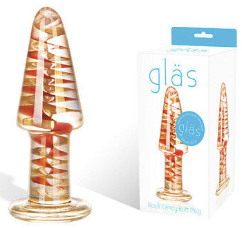 Золотая анальная пробка из стекла