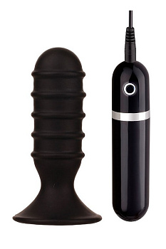 Вибратор ребристый черный