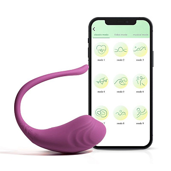 Виброяйцо с приложением 9 режимов фиолетовое