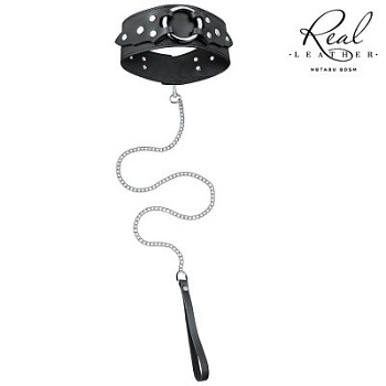 Ошейник с поводком черный