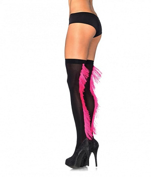 Непрозрачные чулки с бахромой Black Pink OS