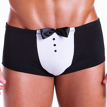 Черные боксеры "HUSTLER FUNDIES" с галстуком-бабочкой