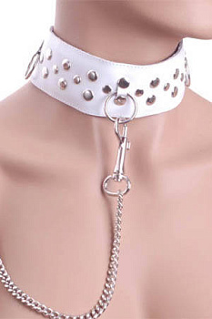Ошейник кожанный белый