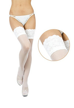 Чулки с силиконовыми полосками белый L