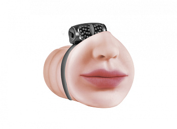 Мастурбатор рот с виброкольцом 14,5 см