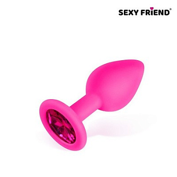 Втулка анальная силикон розовый/рубин 3 см