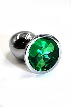 Анальная втулка металл серебро/зеленый 2,8 см