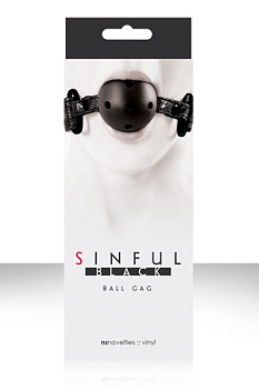 Кляп SINFUL BALL GAG виниловый черный
