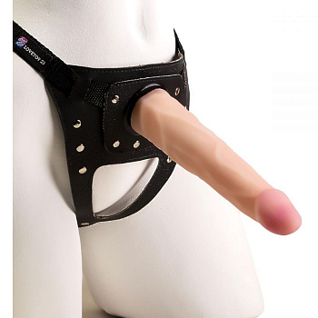 Страпон из киберкожи с поясом Harness L 18 см D 3 см