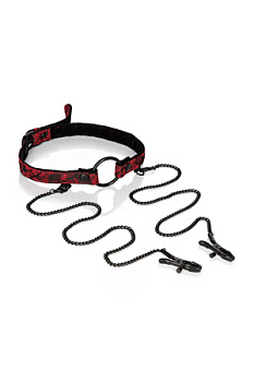 Кляп рамка из полиэстера Scandal Open Mouth Gag with Clamps с зажимами на соски