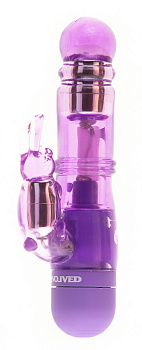 Фиолетовый вибратор со стимулятором-зайчиком TRUE LOVE HONEY BUNNY