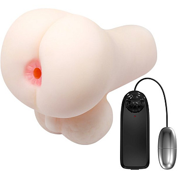 Анус-мастурбатор с мошонкой и вибрацией, 13.5 см