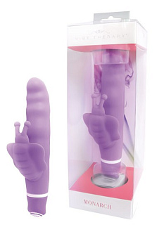 Вибратор с клиторальным стимулятором фиолетовый 8 см Vibe Therapy Monarch