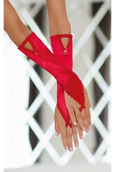 Перчатки атласные красные-S/L