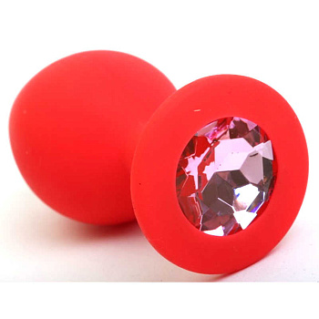 Анальная втулка силикон красный/розовый 2,8 см