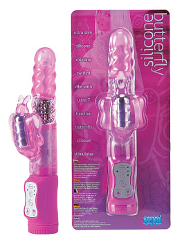 Вибратор с клиторальной стимуляцией "Silikone butterfly"