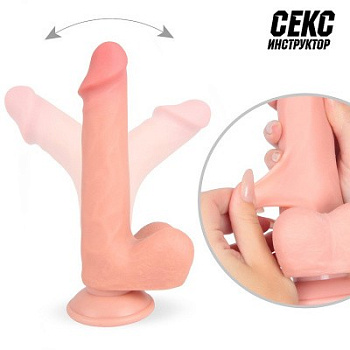 Фаллос подвижная кожа L 20 см D 3,8 см