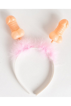 Ободок с пенисами и розовым пухом