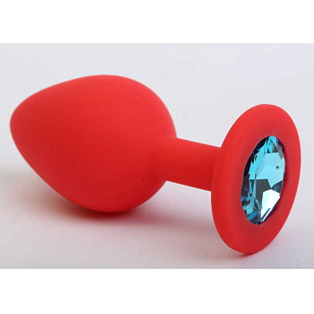 Анальная втулка силикон красный/голубой 2,8 см