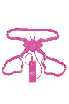 Стимулятор клитора на ремнях с вибрацией розовый