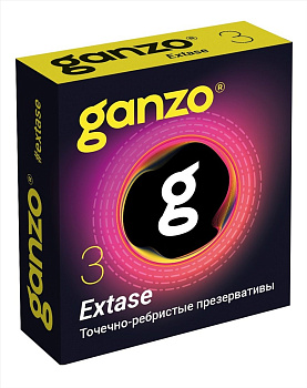 Презервативы Ganzo Extase № 3 Точечные и ребристые, анатомической формы 3 шт