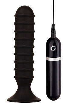 Вибратор ребристый черный