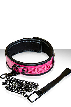 Ошейник SINFUL COLLAR с цепью-поводком розовый
