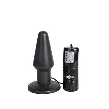 Анальная пробка большая  с вибрацией чёрная