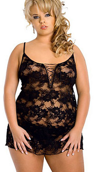 Комбинация на шнуровке и трусики черного цвета