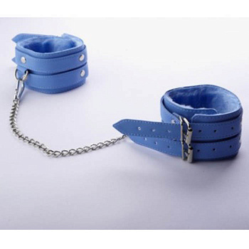 Оковы на ноги с мехом, голубые
