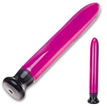 Гладкий прямой розовый вибратор из стекла