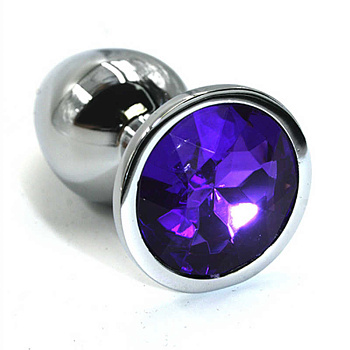 Анальная втулка металл серебро/фиолет 2,8 см