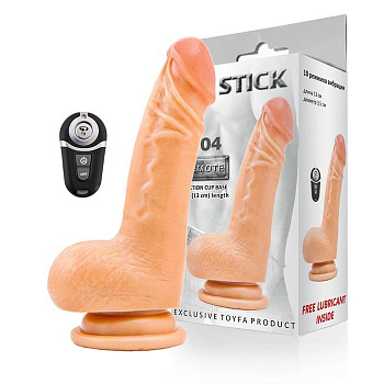 Вибратор RealStick #704 с пультом ДУ, телесный, 10 режимов вибрации, перезаряжаемый, 13 см