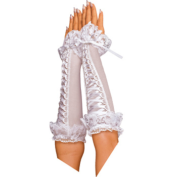 Перчатки на шнуровке белого цвета